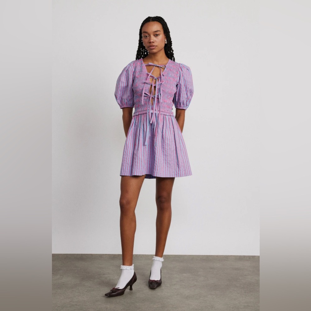 Damson madder striped mini dress